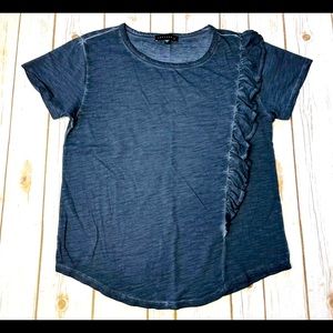 Sanctuary Nordstrom Faded Blue T Shirt Top with Ruffle Size S Small NWOT